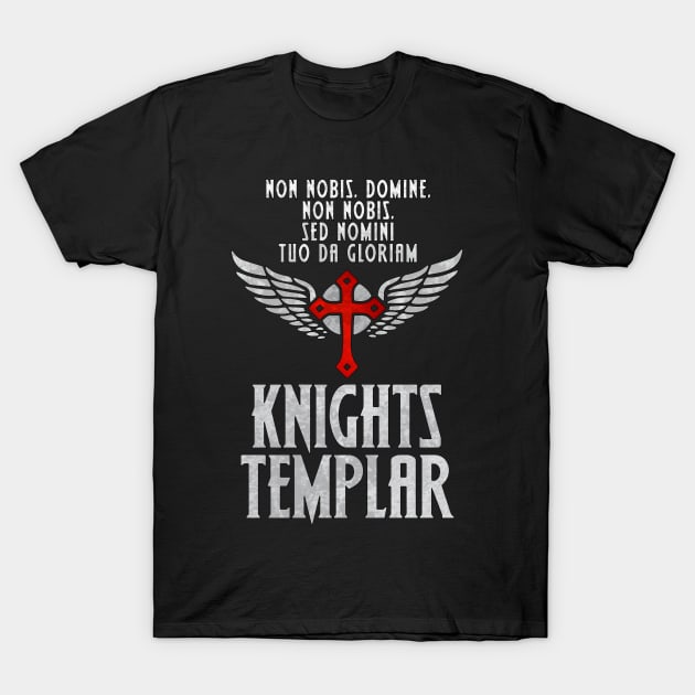 Knights Templar MOTTO insignia / The crusader / Cross and wings vintage style T-Shirt by Naumovski